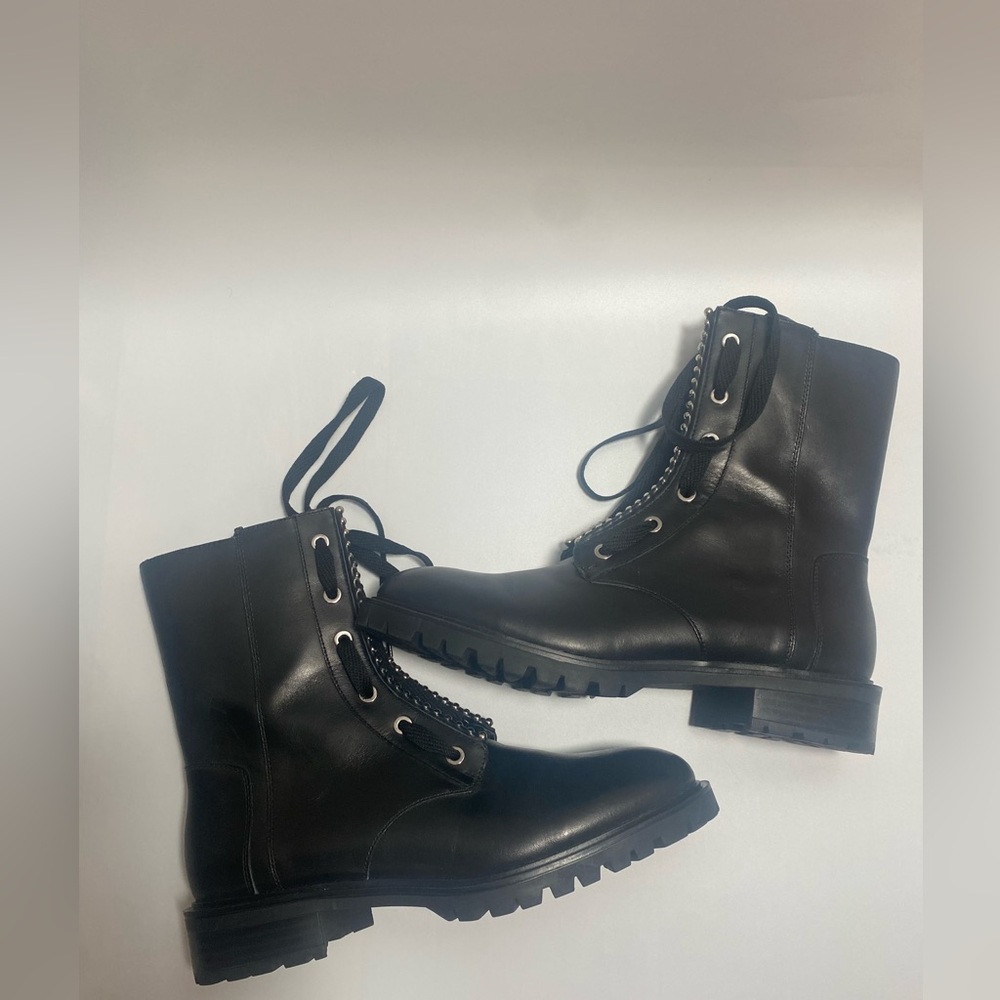 Zara Women's Ankle Booties Leather Studded Size 9.5 - Picture 3 of 7